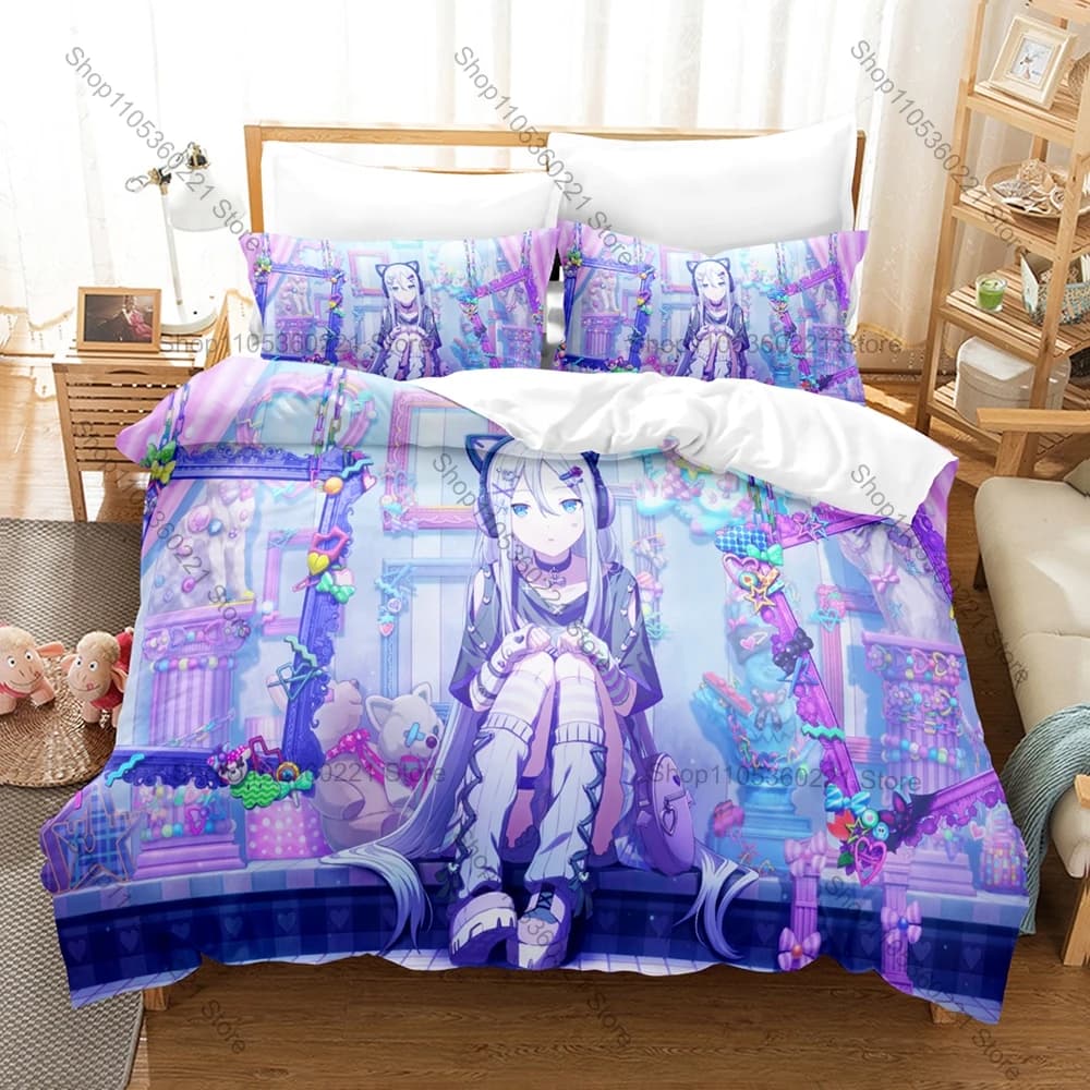 Anime Yoisaki Kanade Bedding Set Twin Full Queen King Size Duvet Cover Set Cartoon Bed Linen for Teens Girls Fans