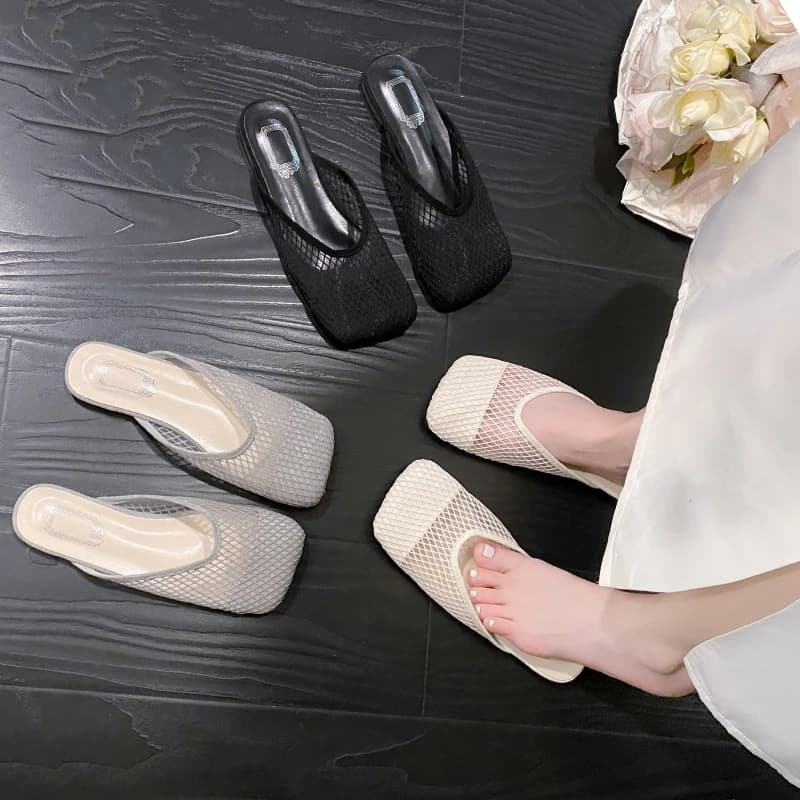 Nuove Ciabatte Donna Estive 2026 con Punta Quadrata e Rete, Mules Eleganti e Comode, Scarpe da Donna alla Moda