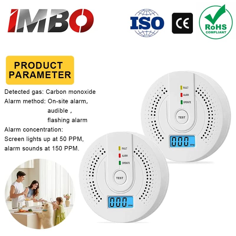Rilevatore di Monossido di Carbonio con Display LCD Digitale, Allarme Sonoro e Luminoso, Alimentato a Batteria, Rilevatore di Gas per Interni Domestici