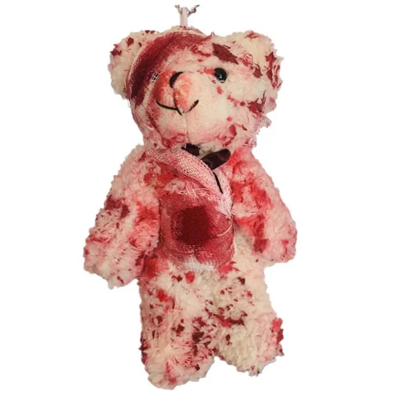 Halloween Keychain Doll Keychain Bloody Injured Bear Halloween Pendant