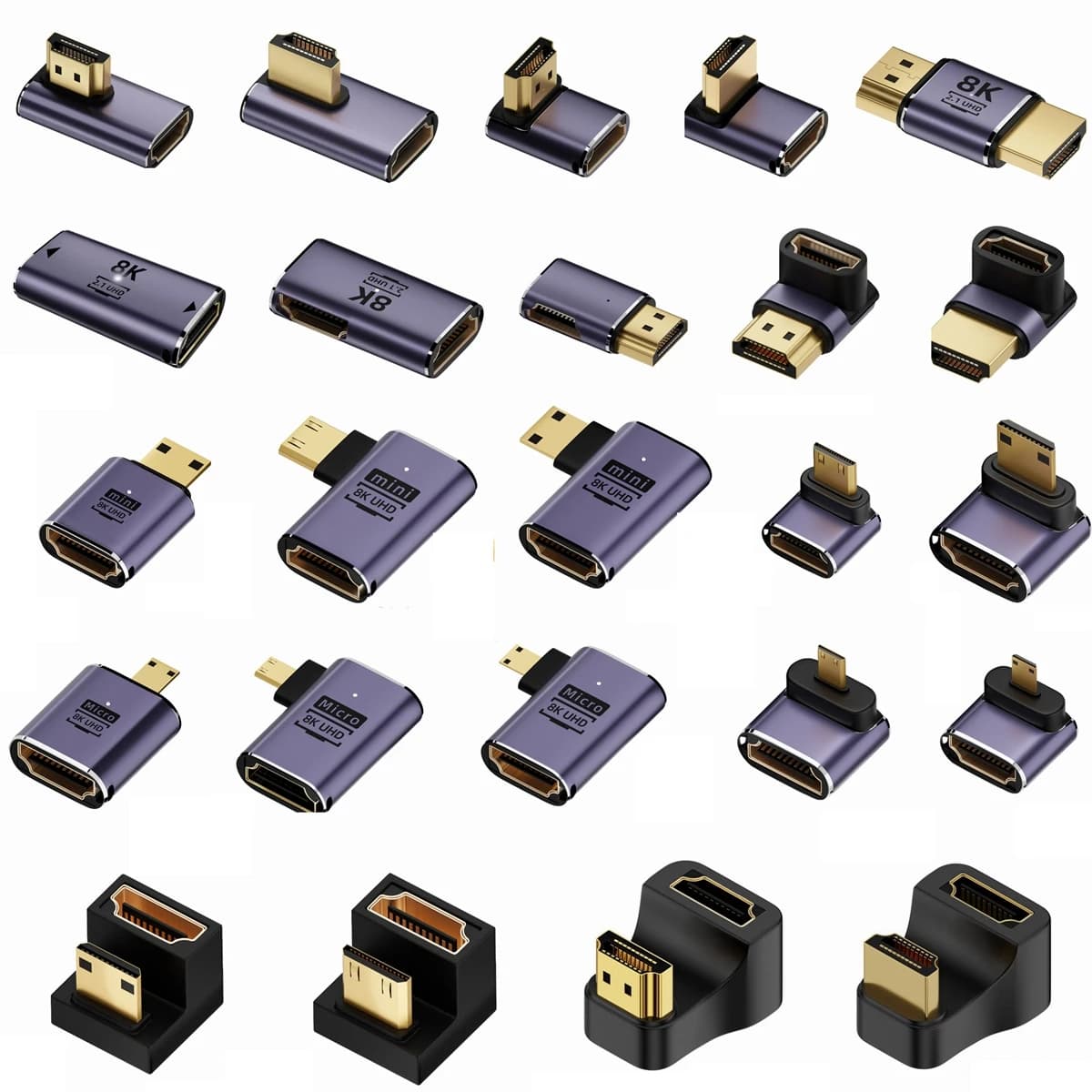 Adattatore hdmi da 90 gradi 8k 4k 120Hz Adattatore angolato hdmi da 270 gradi 360 Convertitore mini MICRO hdmi a HDMI a forma di U da 180 gradi
