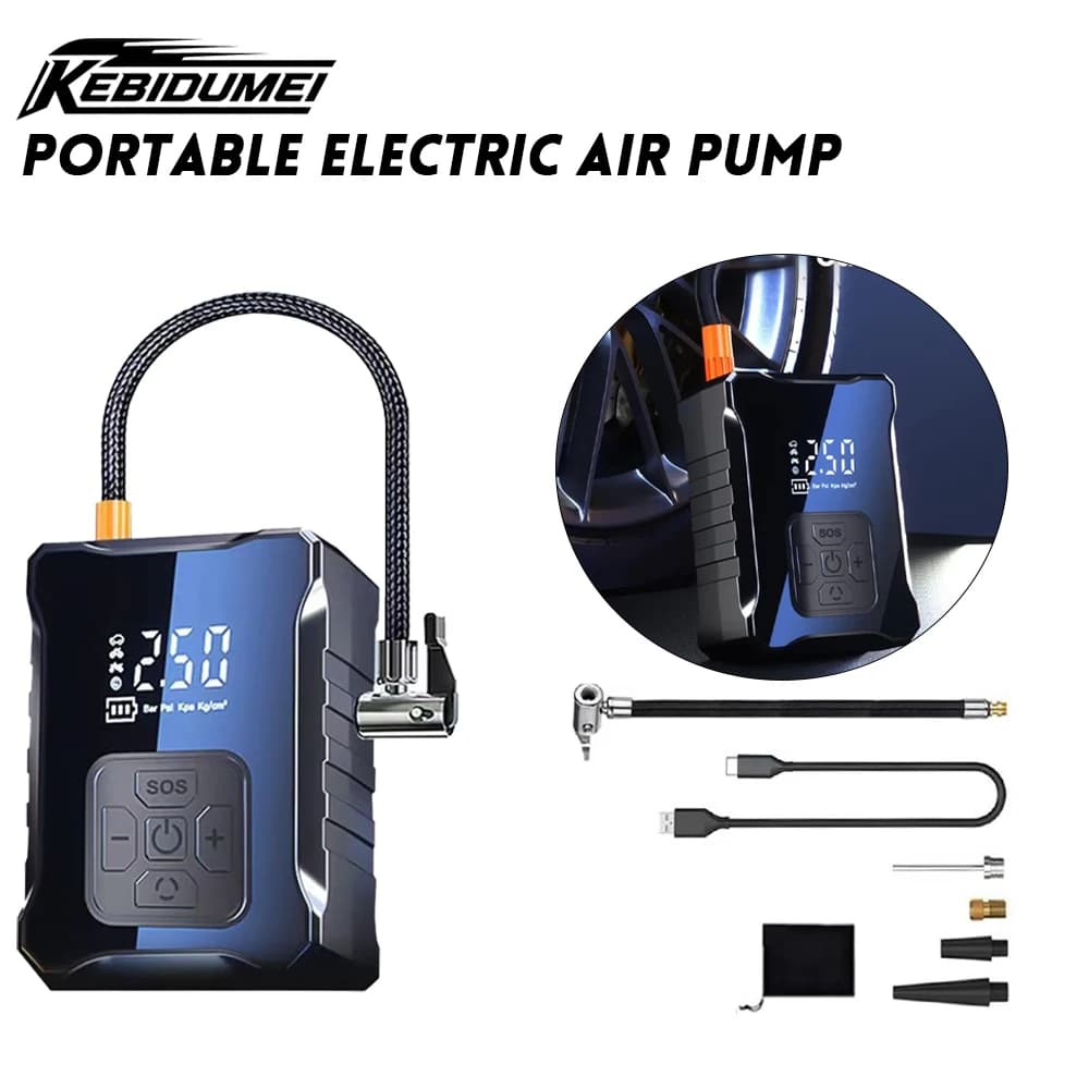 KEBIDUMEI Pompa di Aria Elettrica Portatile Mini Compressore D'aria Gonfiatore di Pneumatici per Auto per Gonfiaggio di Pneumatici per Bici da Moto Accessori per Auto