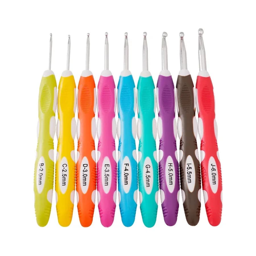 Strumenti per maglieria Ago per maglione Nuovo fuori silicone Manico in plastica bicolore Uncinetto in alluminio Un set di 9