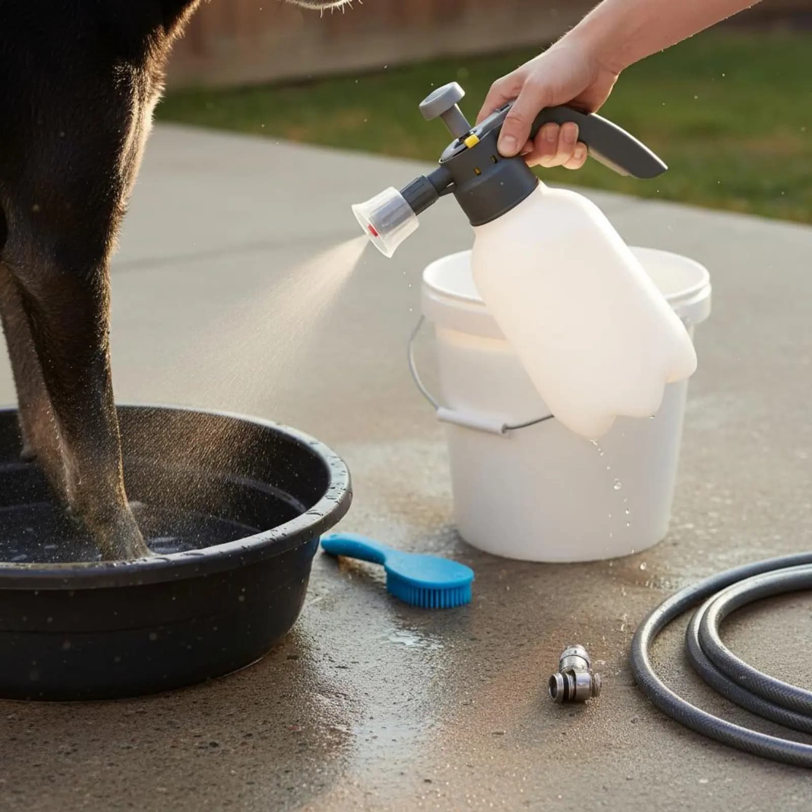 Pressurized Foam Bottle Easy to Use Foam Sprayer Bottle Dog Washing Sprayer Quick Foaming Dog Shampoo Dispenser