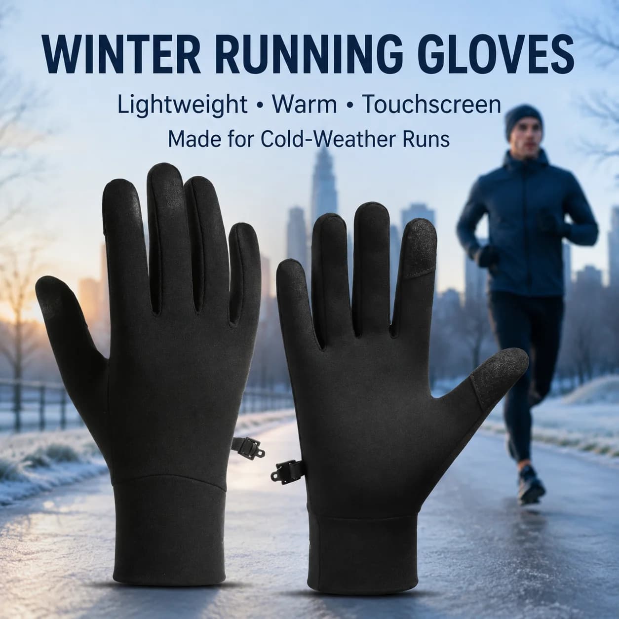 Winter Running Gloves Men Women Lightweight Thermal Touchscreen Windproof Water Resistant Gloves for Jogging Cycling Outdoor