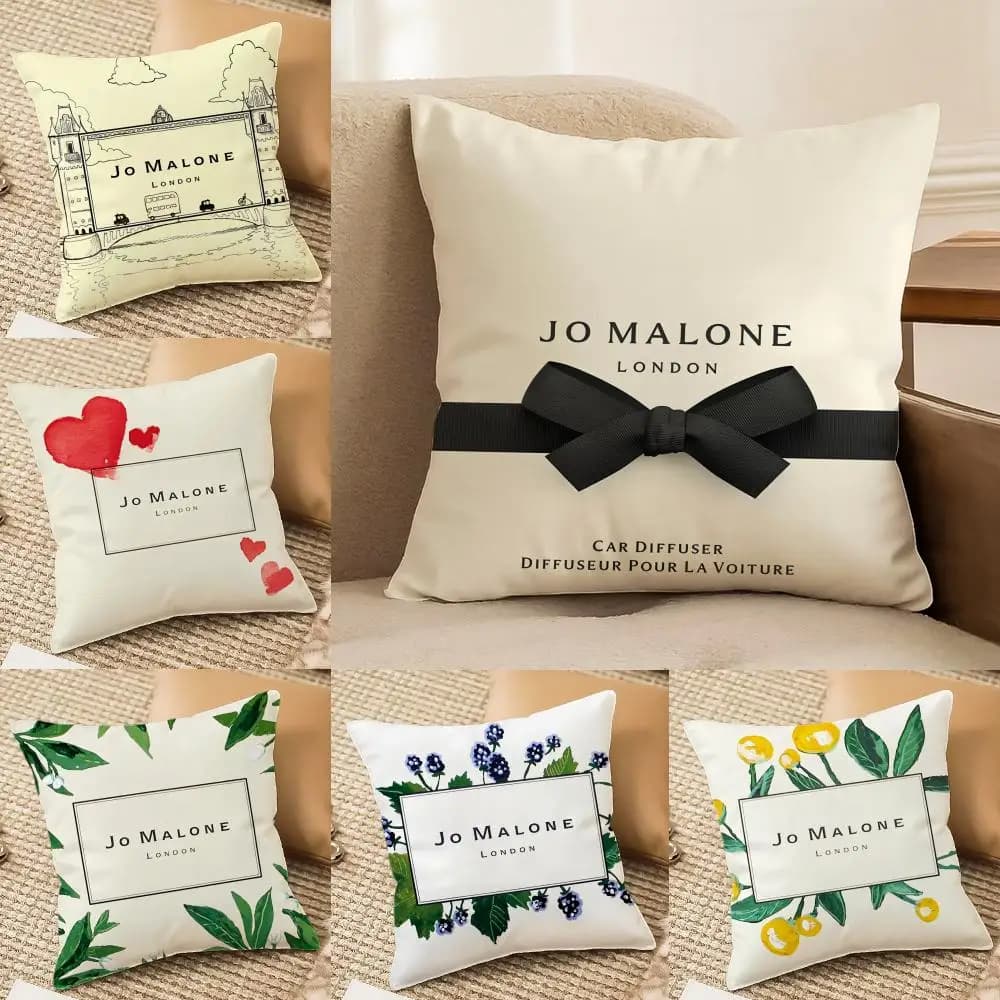 CoolJ-Jo M-Malone LOGO Short plush cushion cover with front-back print, square pillow pillowcase for sofa and home