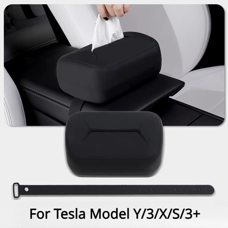 Per Tesla Modello Y/3/X/S/3+ Scatola di fazzoletti per auto Bracciolo Scatola di fazzoletti Ciondolo nascosto Schienale Sacchetto di carta Organizzazione Accessori interni