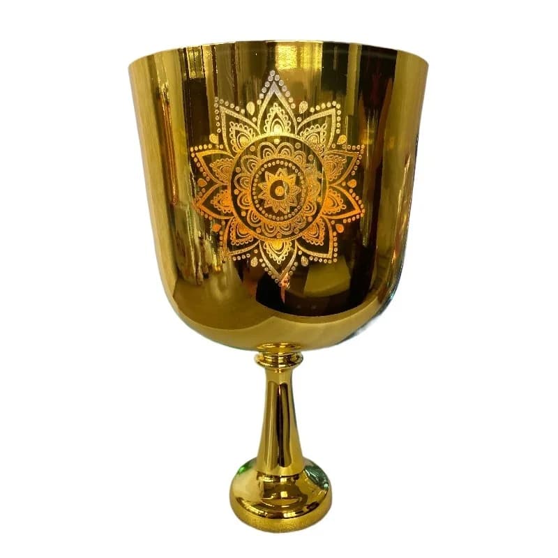 Crystal Handheld Singing Bowl Golden Handmade E Tone Quartz Singing Bowls Sound Healing Bowls Musical Instruments Percussion