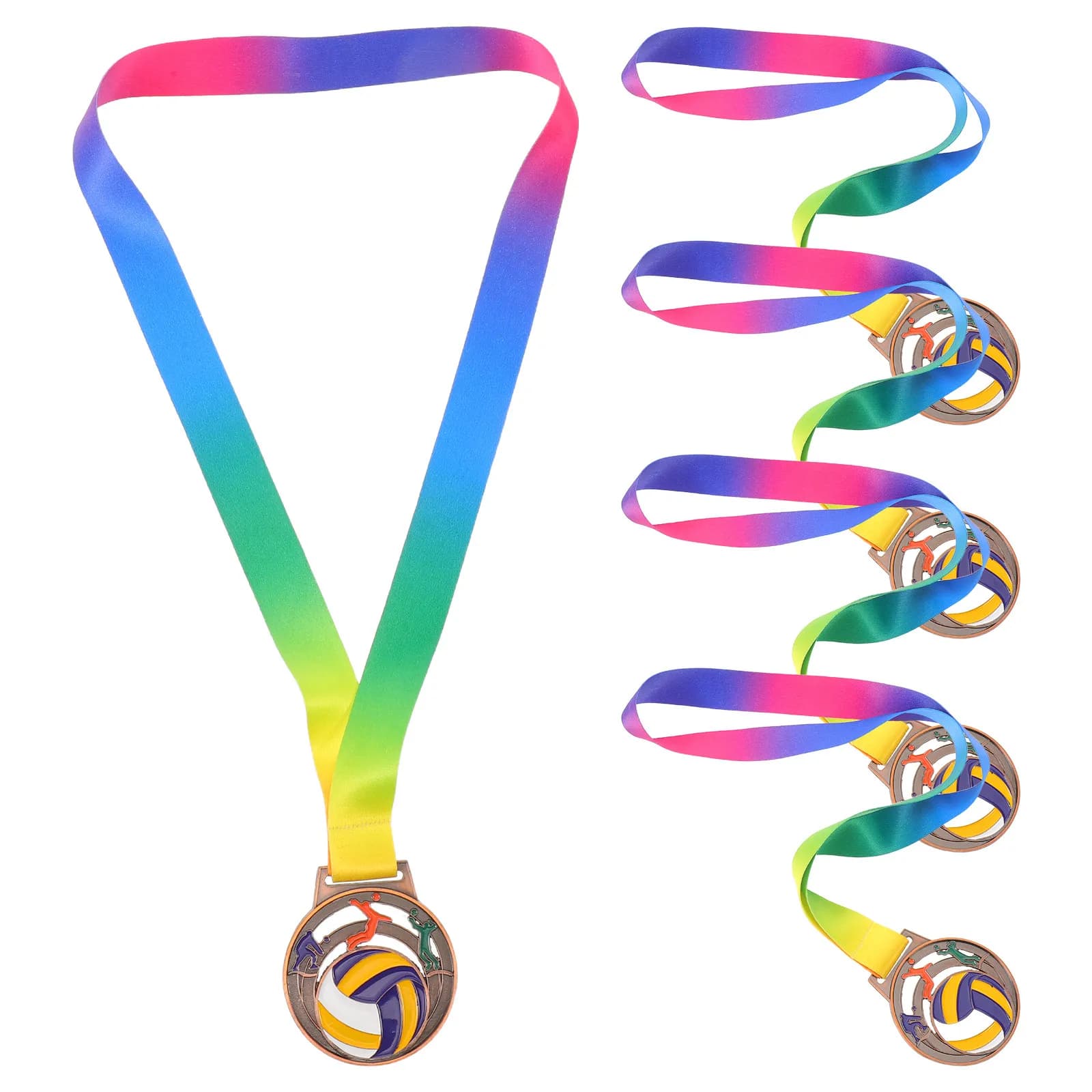 5 medaglie premio per pallavolo, medaglie in metallo dorato in lega di zinco, nastro da collo, premi per competizioni di squadra, premi per campioni di tornei sportivi