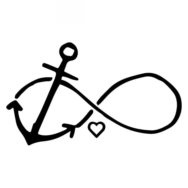 Adesivo per auto Barca Anchor Sailor Love Forever Adesivo per auto Art Cartoon Decalcomania in PVC Creativo impermeabile Nero/bianco, 17 cm * 10 cm