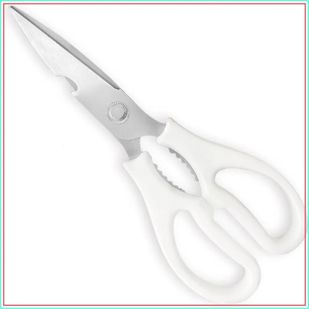 Multi-function Heavy Duty Kitchen Shears, Food Grade Stainless Steel Poultry Scissors, Dishwasher Safe, White