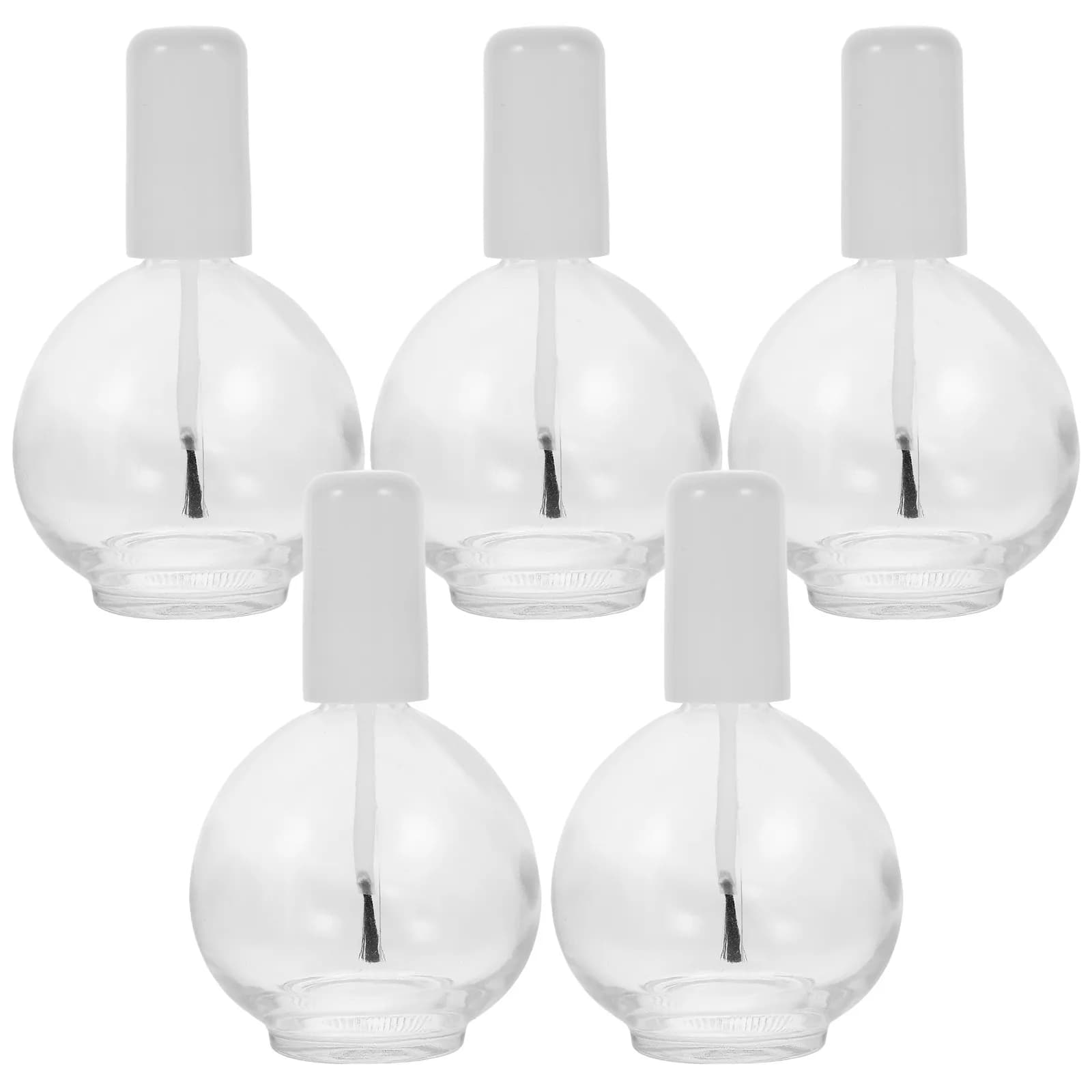 5 empty bottles for enamel with brush and lid, glass, rechargeable, small travel size, for gel enamel, for salon or personal use