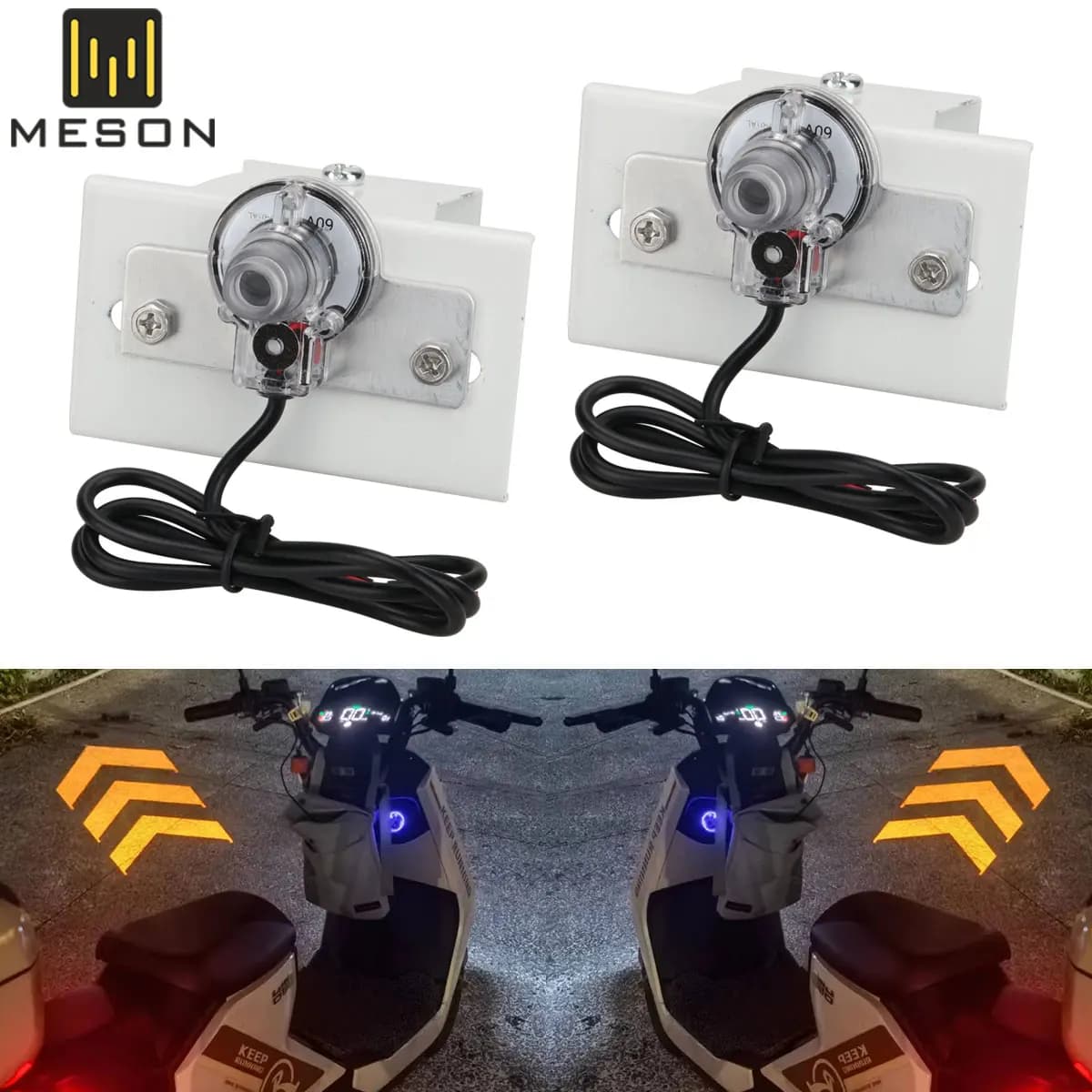 Indicatore di direzione per proiezione moto Lampada laterale per proiezione in stile freccia Luci lampeggianti ambrate universali Luce di marcia notturna