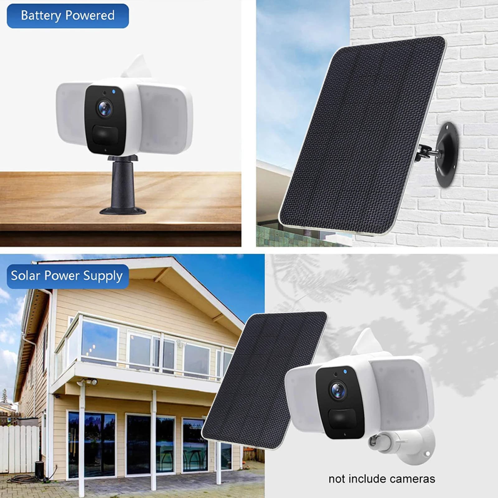 Pannello solare da 10 W 5 V Caricatore per telecamera di sicurezza IP Porta USB-C Pannello solare portatile monocristallino Luci impermeabili