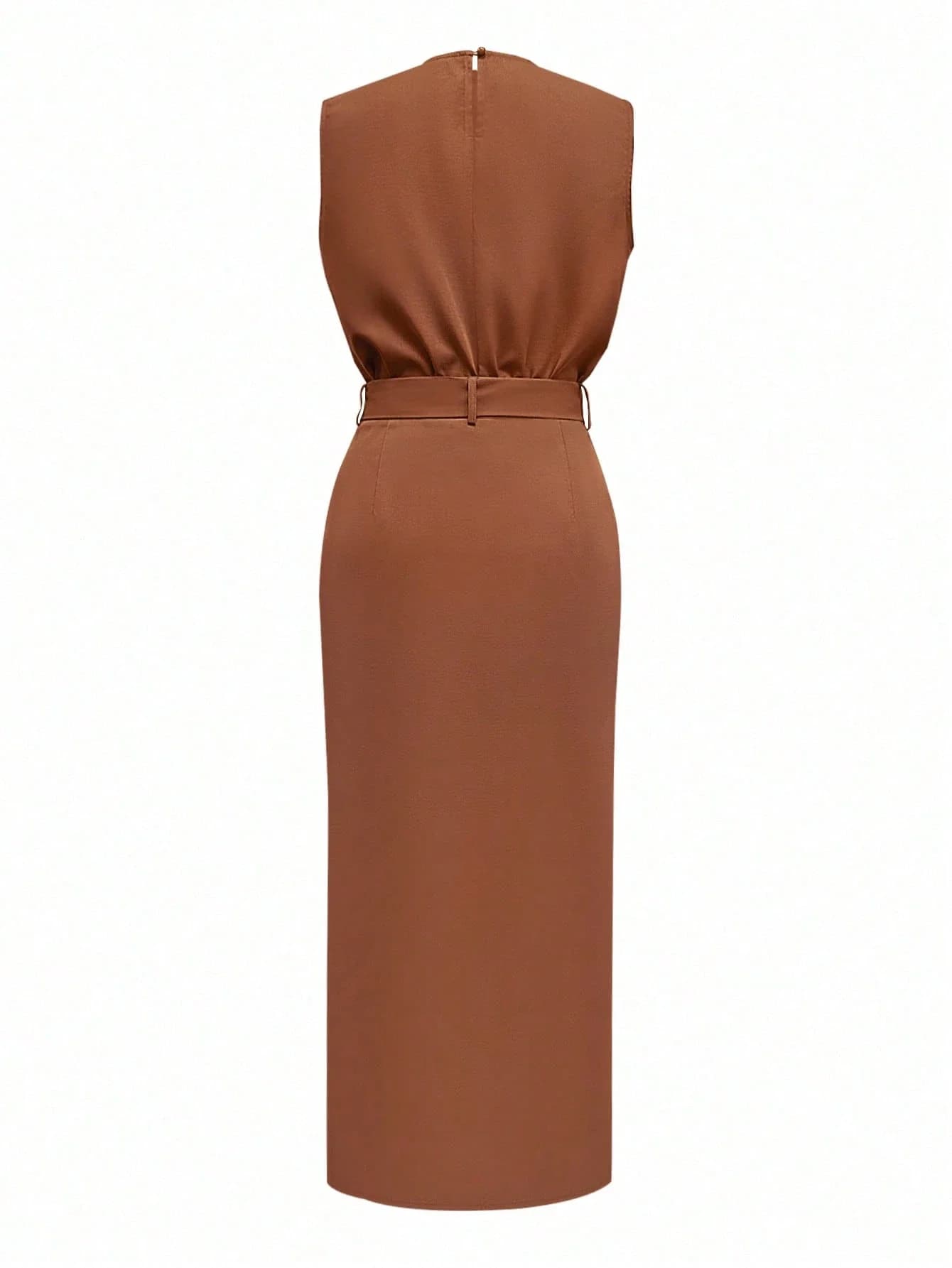 Completo estivo da donna a tinta unita, casual ed elegante, con cintura e tasche, due pezzi.