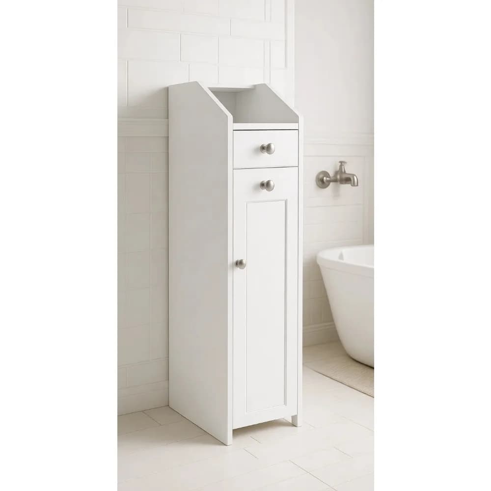 Mobiletto Salvaspazio con Cassetti Estraibili, Porta Carta Igienica Indipendente per Bagno e Cucina, Ideale per Angoli e Spazi Ristretti