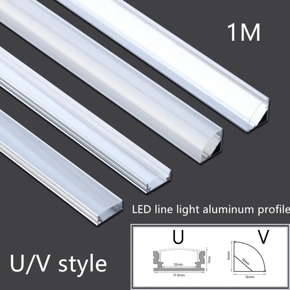 Canale in alluminio LED argento 1M V/U per copertura lattiginosa trasparente per strisce LED, barra luminosa a LED con profilo in alluminio personalizzato 10-30 pezzi