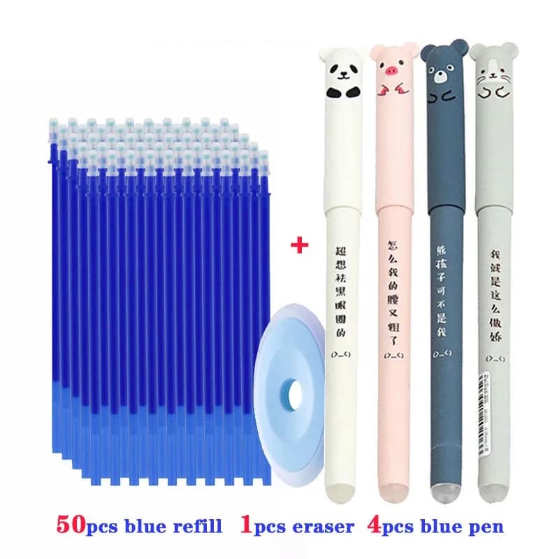 Animals Panda Erasable Gel Pen Pic Crystal 0.5mm Blue Black Refills Rods Quikly DryWashable Handle School Supplies Stationery