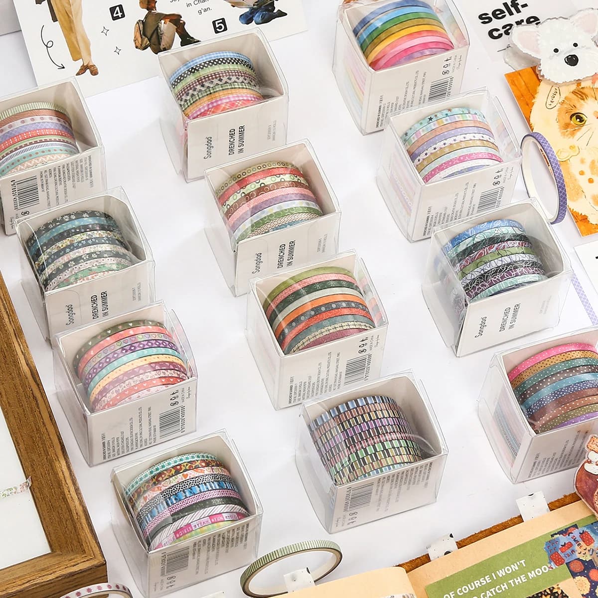 10 Rolls/Set Skinnny Washi Tape Masking Tape DIY Scrapbooking Sticker Journal Diary Aesthetic Stationery
