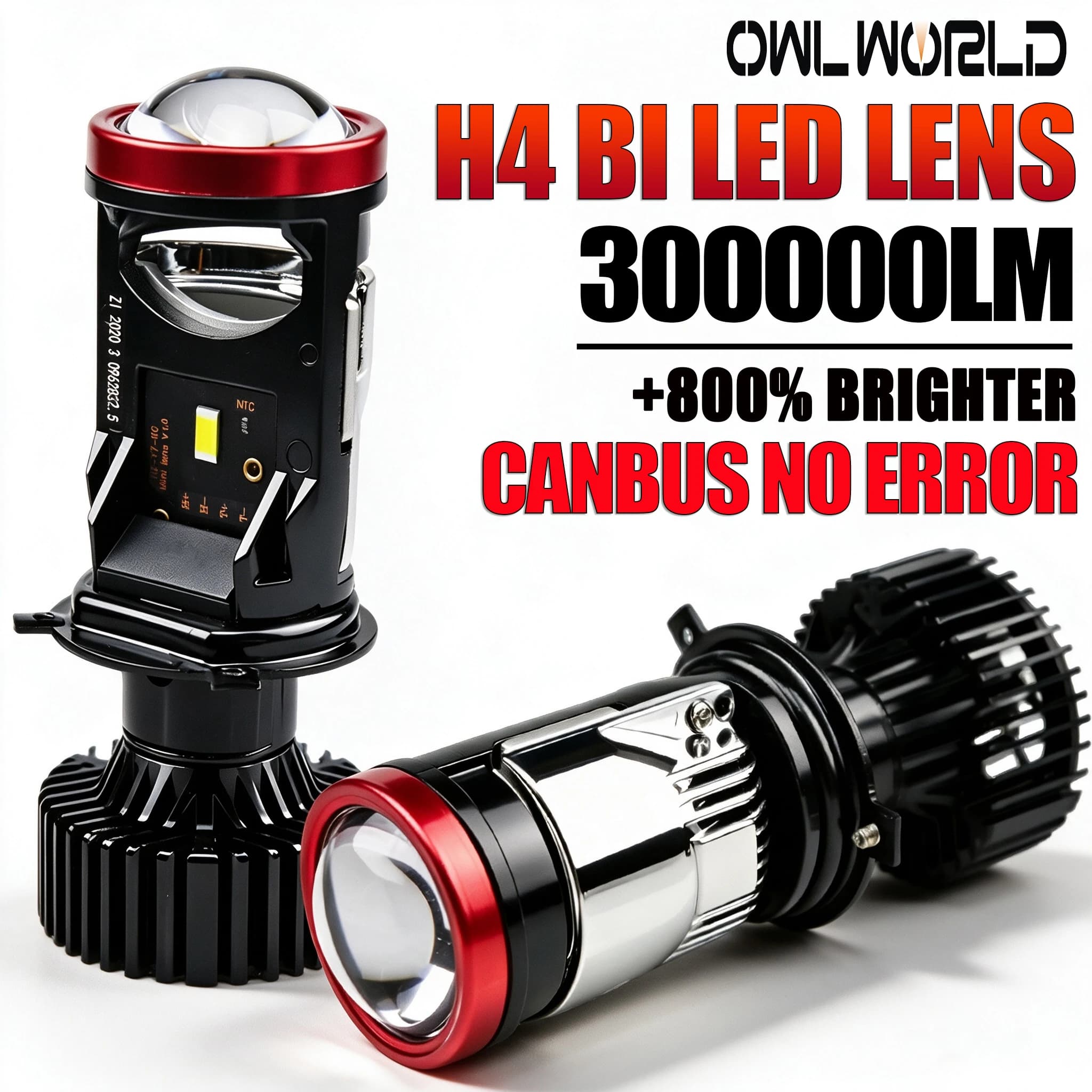 H4 Bi LED Projector Headlights Bulbs 300000LM Powerful Led CANBUS No Error Motorcycle Car Mini Lens Upgrade Spotlight Lights