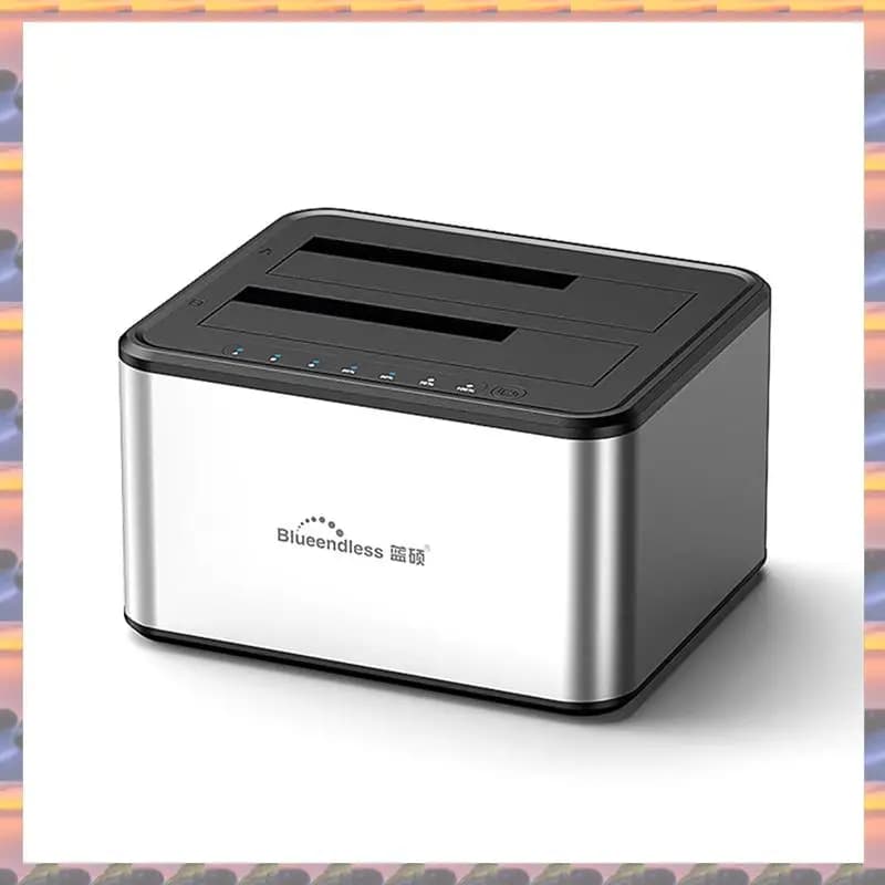 (Vendita flash) Docking station per disco rigido a doppio slot BLUEENDLESS Scatola per disco rigido meccanico a stato solido per disco rigido da 2,5/3,5 pollici