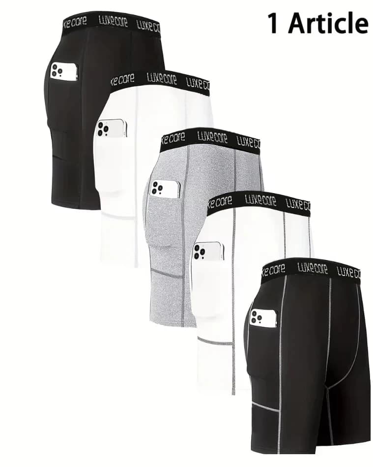 Leggings sportivi da uomo Collant a compressione elastica fitness Asciugatura rapida Fitness Plus Pantaloni Pantaloncini elasticizzati da allenamento per corsa