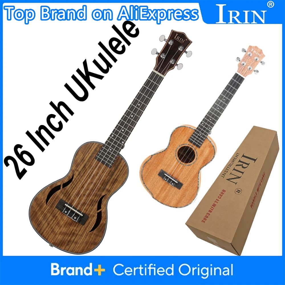 IRIN Ukulele 26 Pollici in Noce, Strumento Musicale per Concerti e Feste, Chitarra Hawaiana a 4 Corde per Principianti, Bambini e Adulti