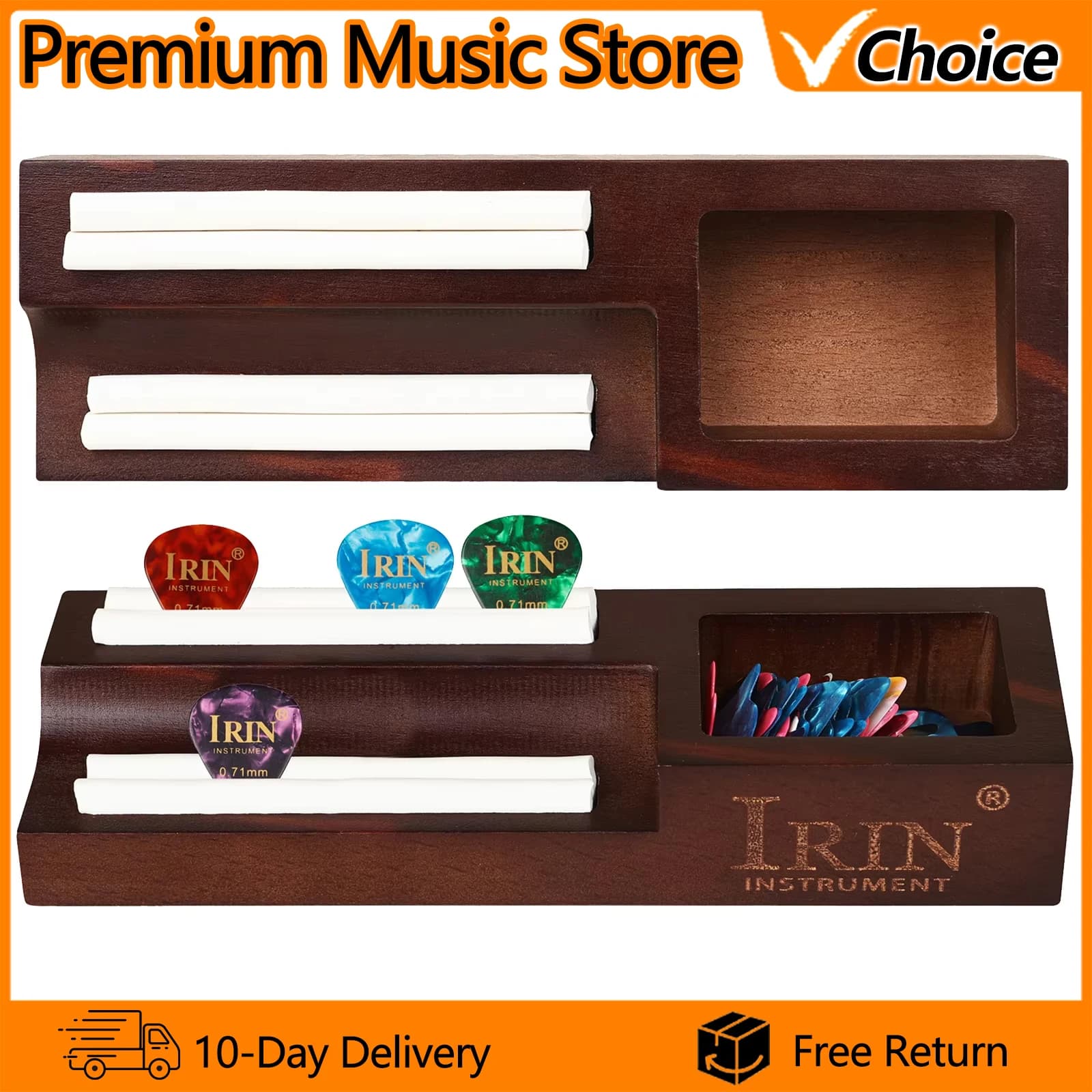IRIN Wooden Guitar Pick Box Case Durable Storage Holder for Acoustic/Electric/Bass Guitar Picks Portable Organizer Case