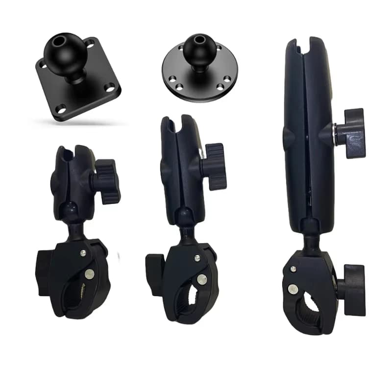 Tough-Claw Mount with Double Socket Arm and Round AMPS Base Adapter for 1 Inch Motorcycle Mount Gadgets Extension Arm