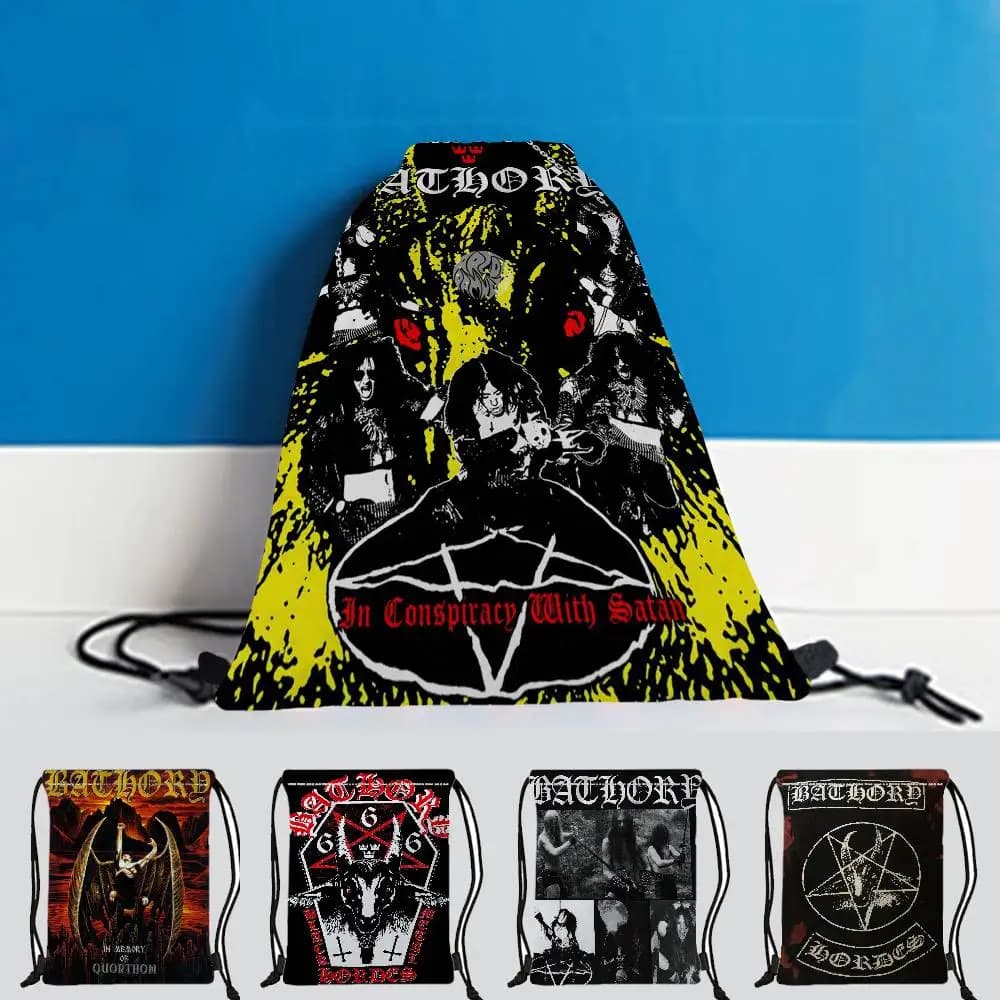 Bathory Quorthon Stampa Borse con coulisse Borse regalo per feste Zaini con coulisse Bulk per sport Palestra Viaggi Tempo libero Sport