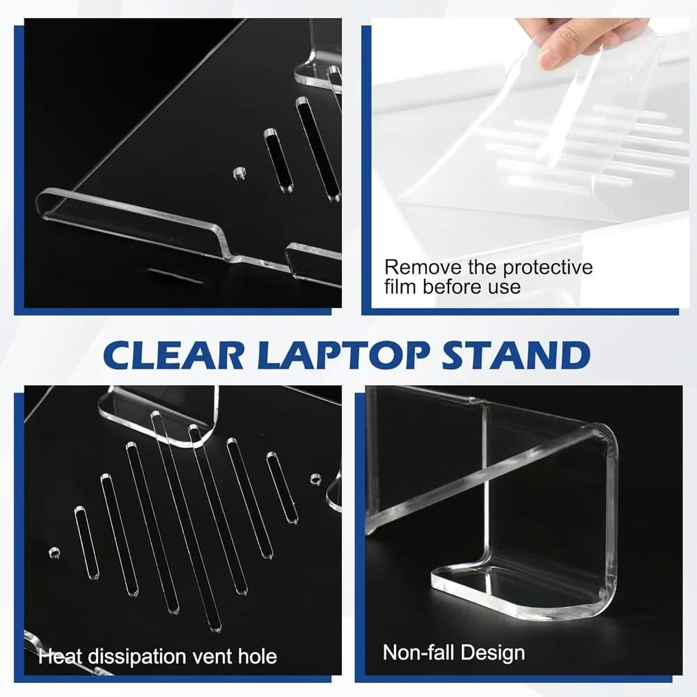 update. Slim Acrylic Laptop Stand, Portable Ventilated Desktop Riser for Desk, 11-17 Inch