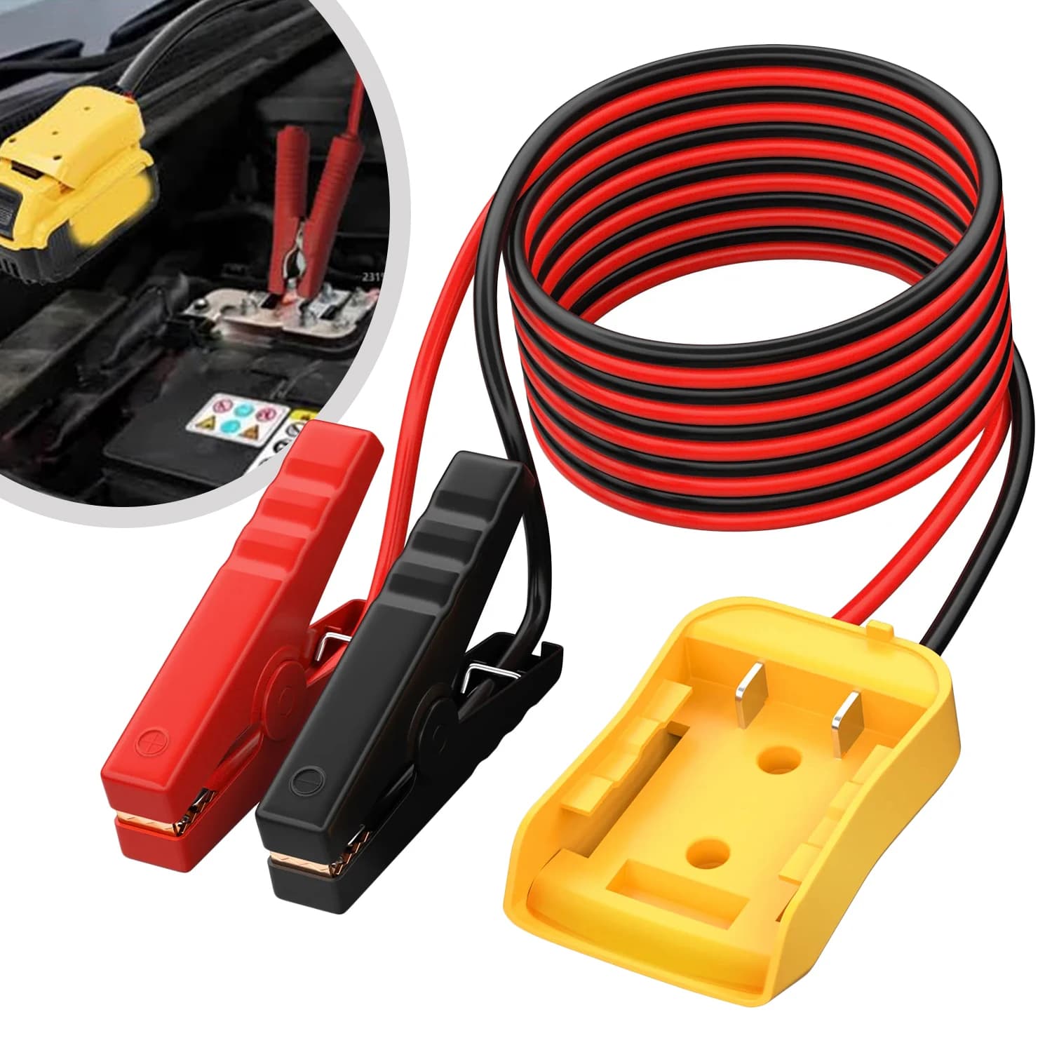 Cavi di Avviamento da 6 Piedi con Morsetti e Adattatore per Batterie Power Wheel per Batterie Dewalt, Avviatore di Emergenza per Auto