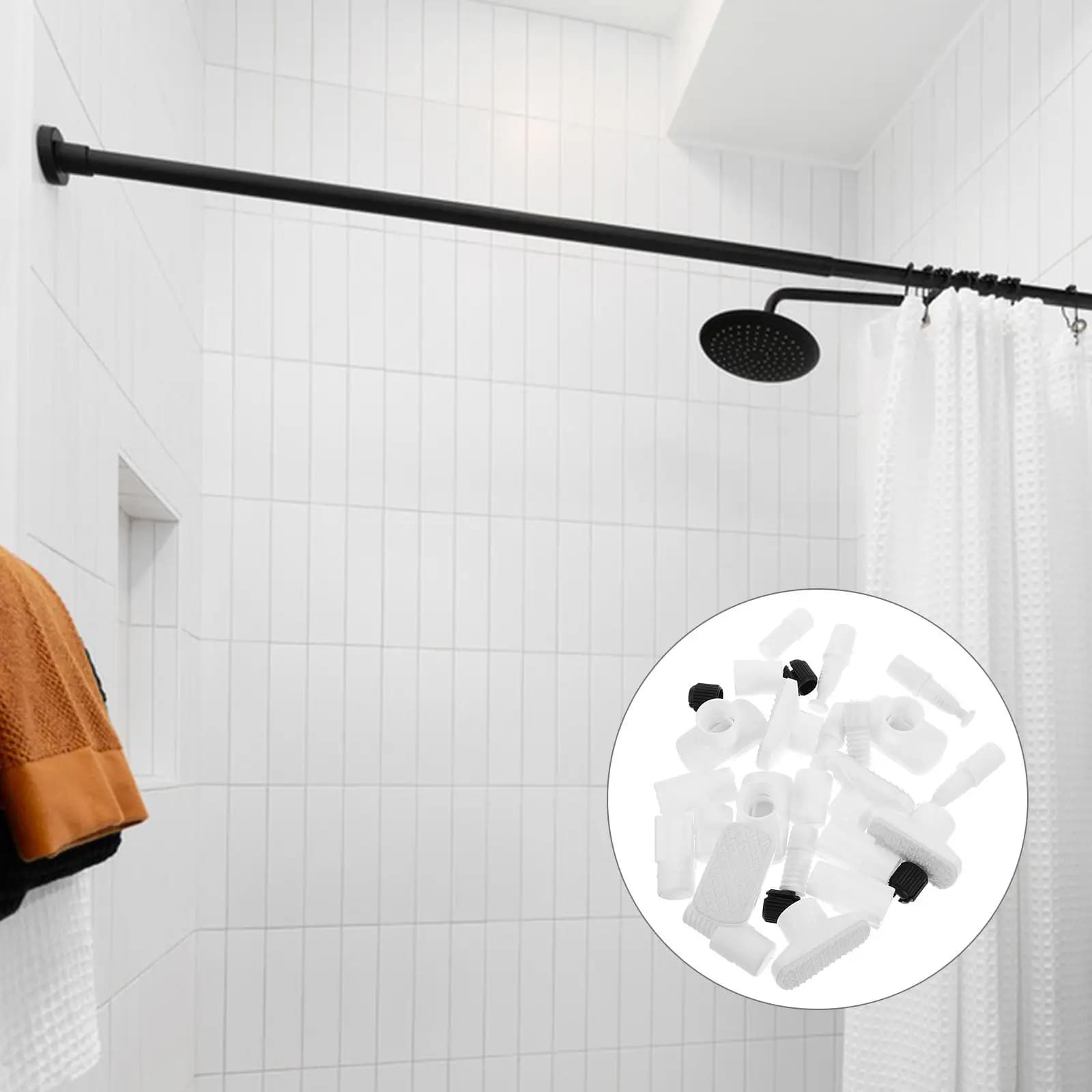 4 set Decorative Curtain End Caps 4 Sets Replacement Plastic Finials For Window Shower Tension Rods Curtain Rod Fitting Window