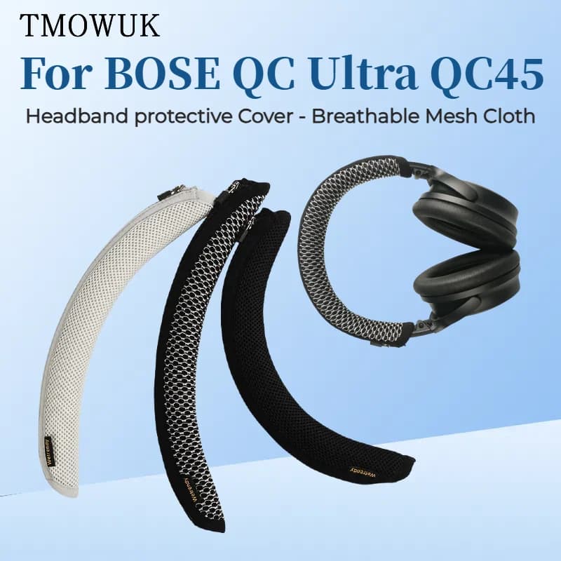 Headphone Head Beam Cover for BOSE QC Ultra QC45 Headset Protective Case Headband Protector Sleeve Breathable Mesh Cloth Zipper