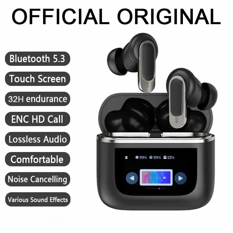 MOUIMI Tour Pro 2 Headset Wireless Bluetooth 5.3 Color LED Screen Touch Control Volume Control Headphones with Noise Cancellation ANC