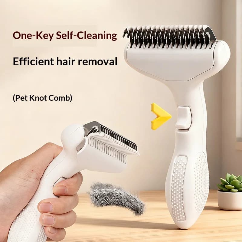 Pettine per animali domestici, pettine specifico per la rimozione dei peli di gatto, spazzola per la depilazione del cane, strumento per la toelettatura, spazzola in acciaio inossidabile per la rimozione dei peli di gatto, accessori per animali domestici