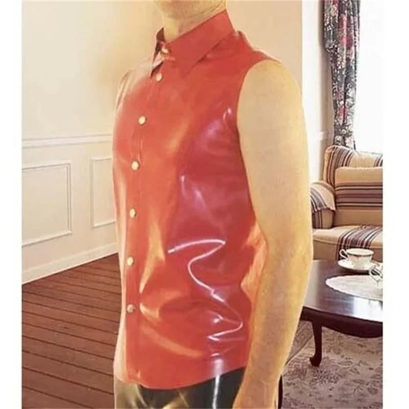 New Latex Tops Coat 100% Rubber Coat Button Sleeveless Sexy Lingerie Cosplay Costumes