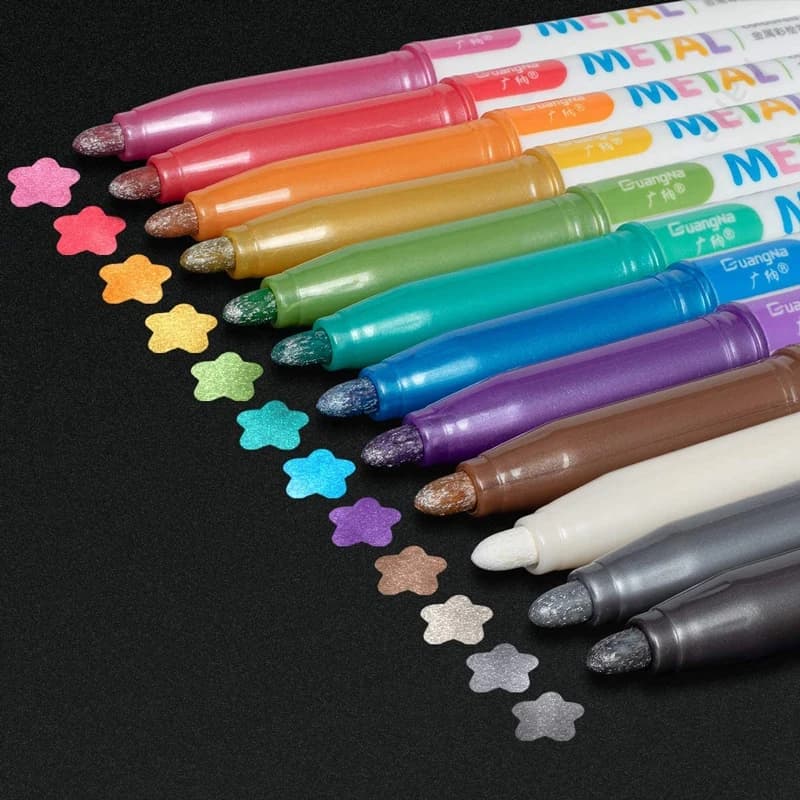GN 8-12 Colors Permanent Paint Pens Metallic Markers Pen Set Scrapbooking DIY Wood Art Marker Pens Stationery Supplies Gift 2mm