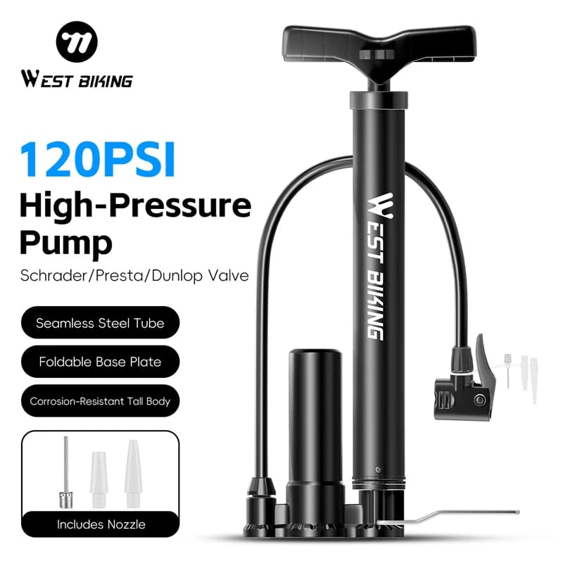 WEST BIKING 120Psi Pompa da bicicletta Gonfiatore d'aria portatile MTB Pompa per bici da strada AV FV Schrader Presta Pompa con valvola Accessori per ciclismo