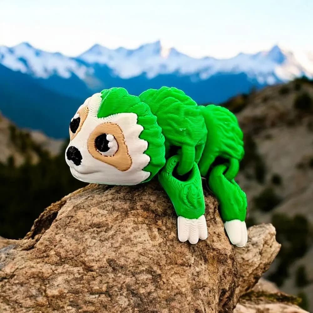 Scultura di Bradipo Realistica Stampata in 3D con Articolazioni Mobili, Mini Statuetta Cartoon 3D Stampata