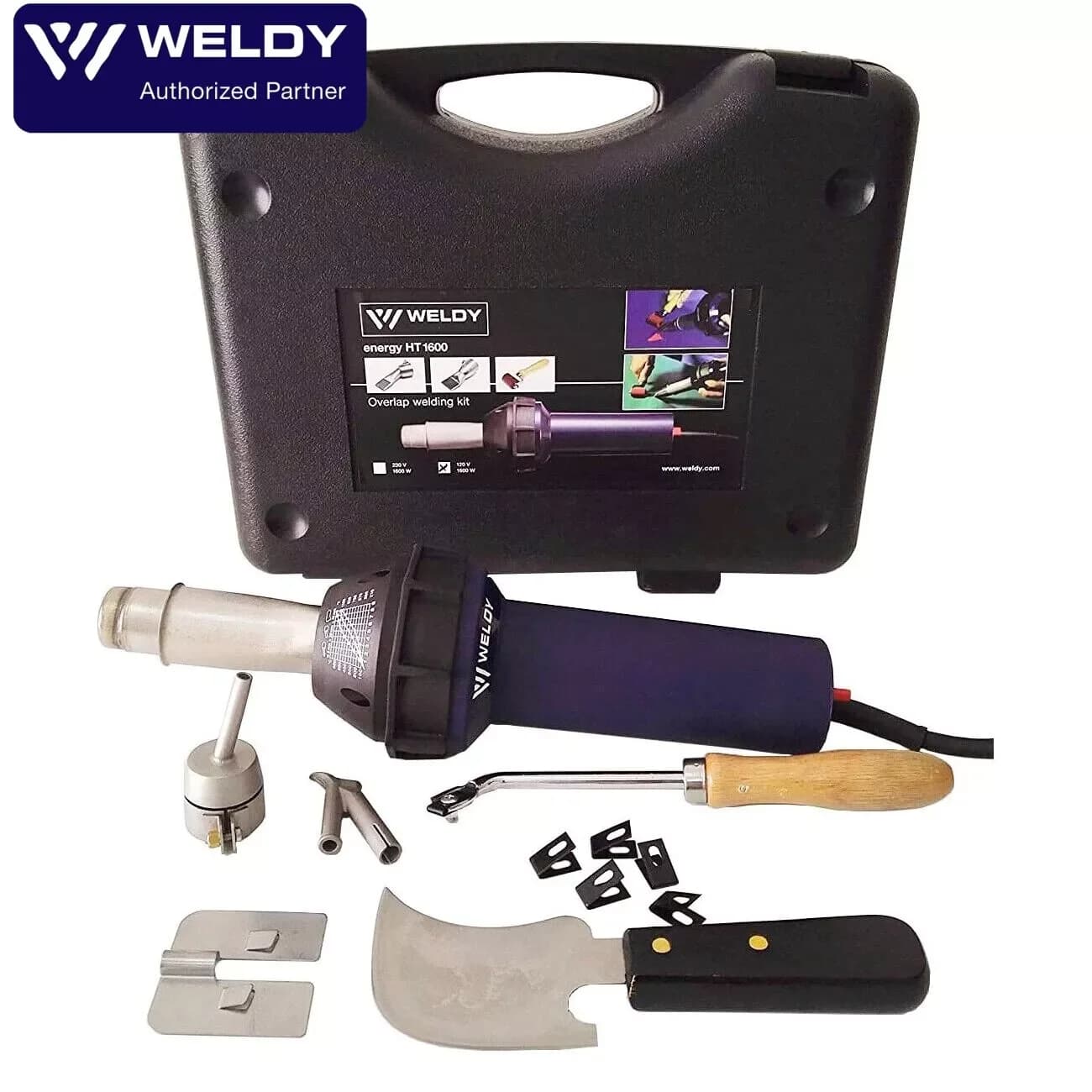 Original Weldy 1600W Hot Blast Torch Overlap Welding Kit Welder Pistol Tool Hot Air Gun PVC Flooring Welding Tool