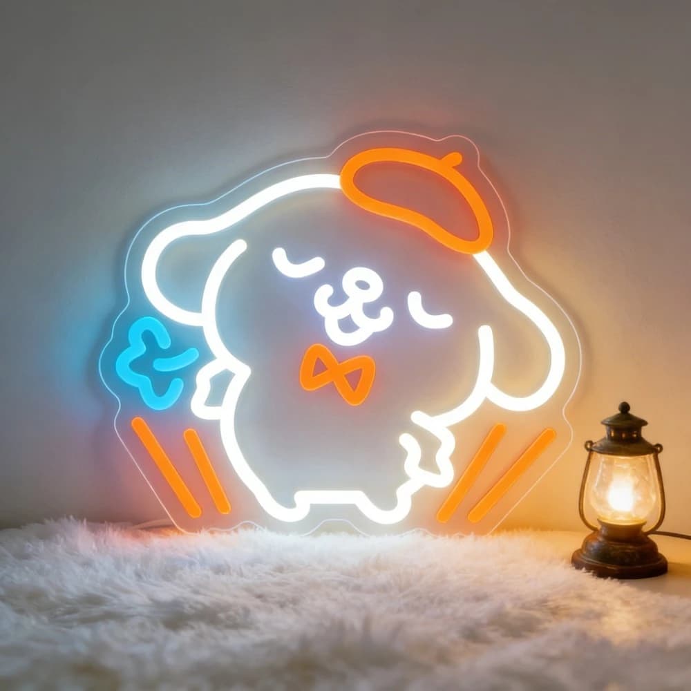 Insegna al Neon LED Pompompurin, Decorazione da Parete per Camere da Letto, Soggiorno, Stanza dei Bambini, Feste, Matrimoni e Regali