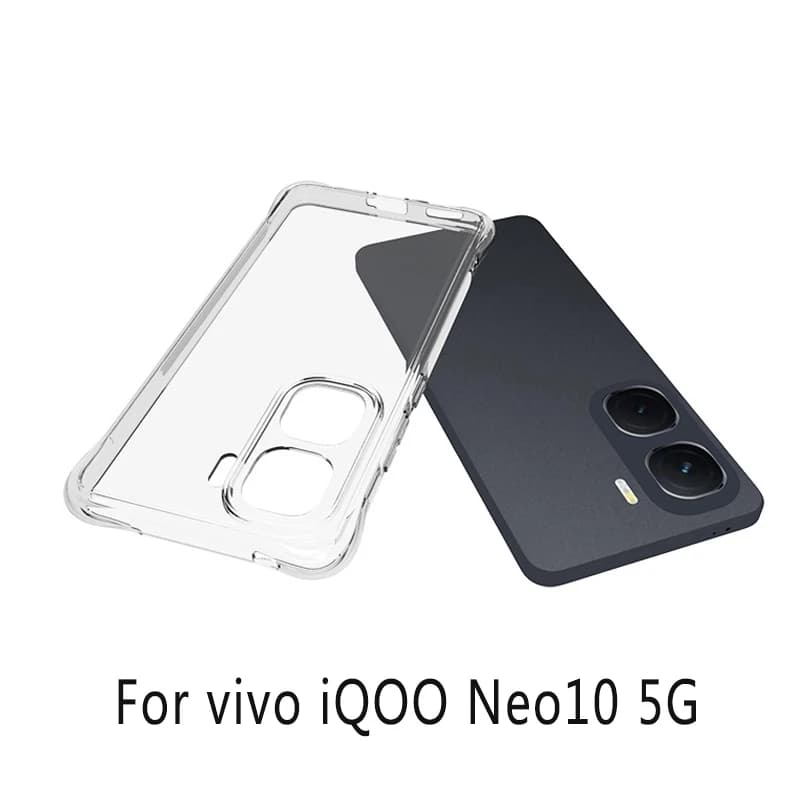 Vivo IQOO Neo10 5G Custodia Trasparente Cuscino D'aria Antiurto Airbag Silicone TPU Custodia Morbida Della Copertura Posteriore per Vivo IQOO Neo 10 5G Borse Del Telefono