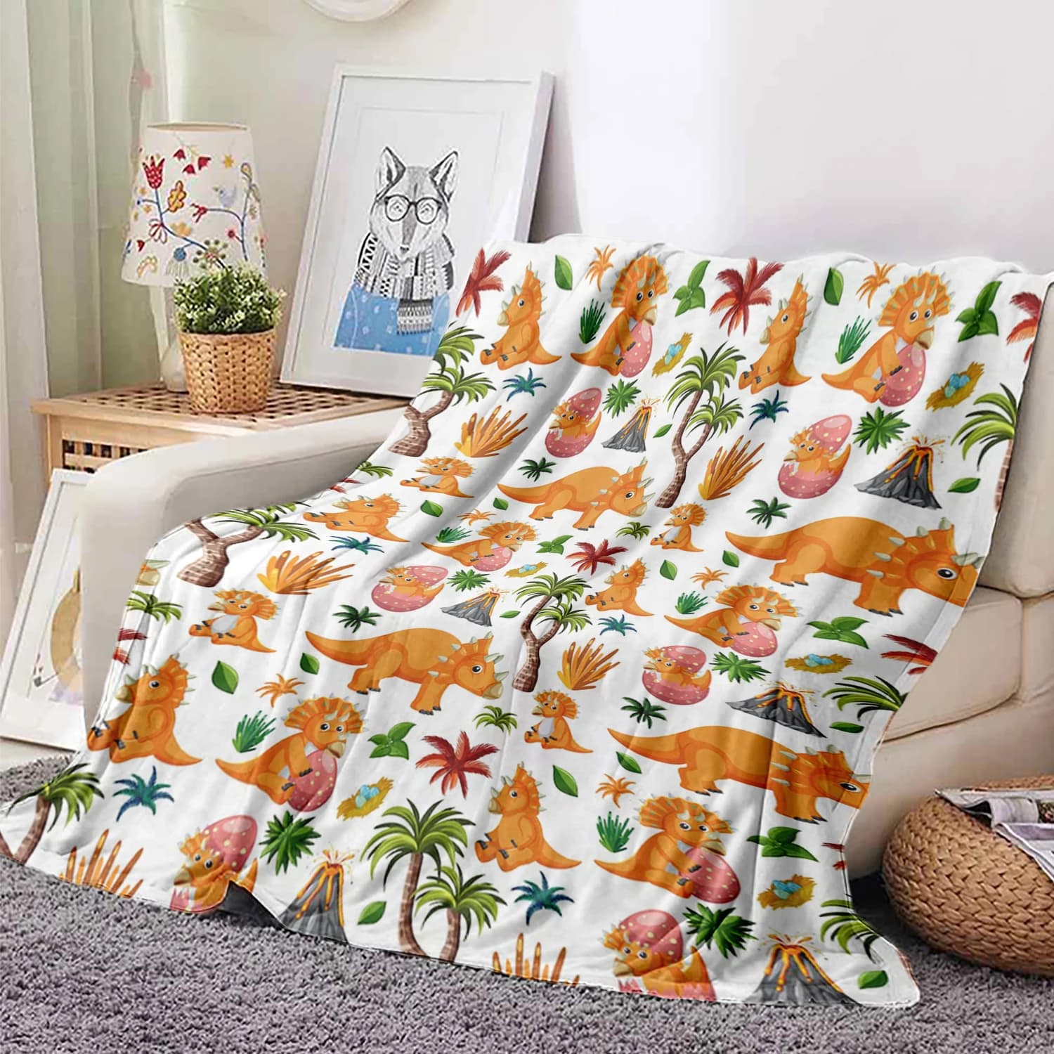 1 pezzo di graziosa coperta sottile con motivo a dinosauro, regalo per divano, letto, auto, casa, campeggio, per gli amanti degli animali, utilizzabile in tutte le stagioni