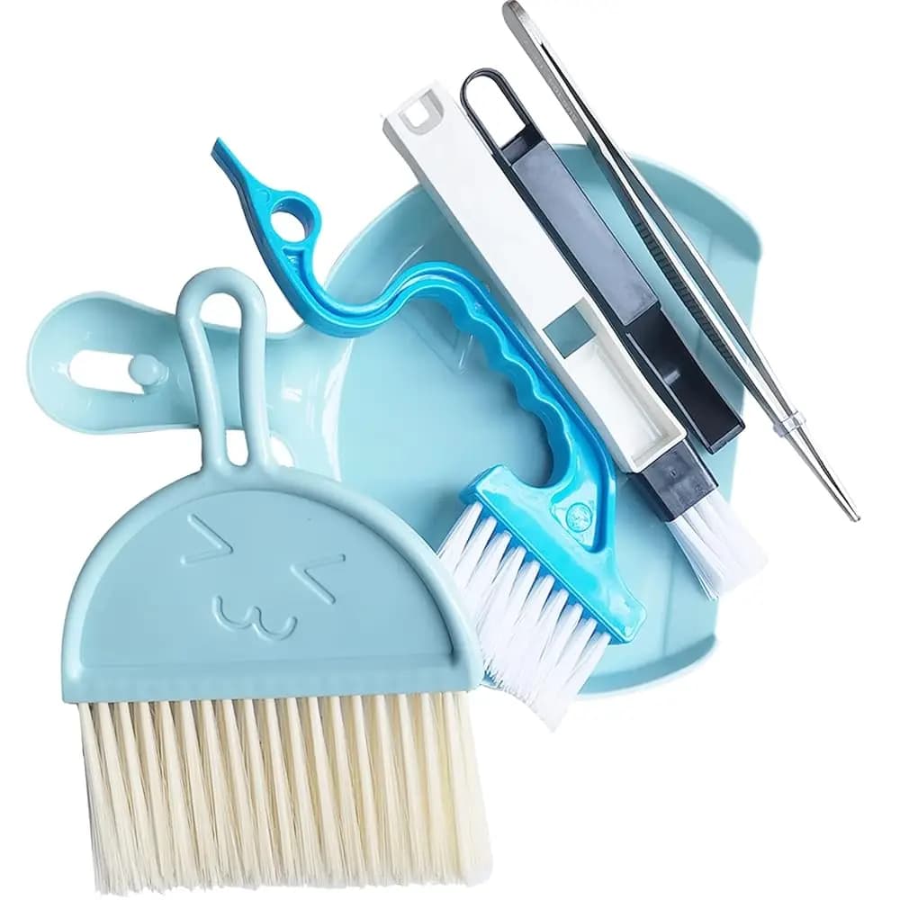 Set di 4 Pezzi per la Pulizia: Spazzola, Paletta, Pinzette, Pinze e Spazzole per la Pulizia di Fessure e Scanalature - Mini Kit Multiuso per la Pulizia della Cucina