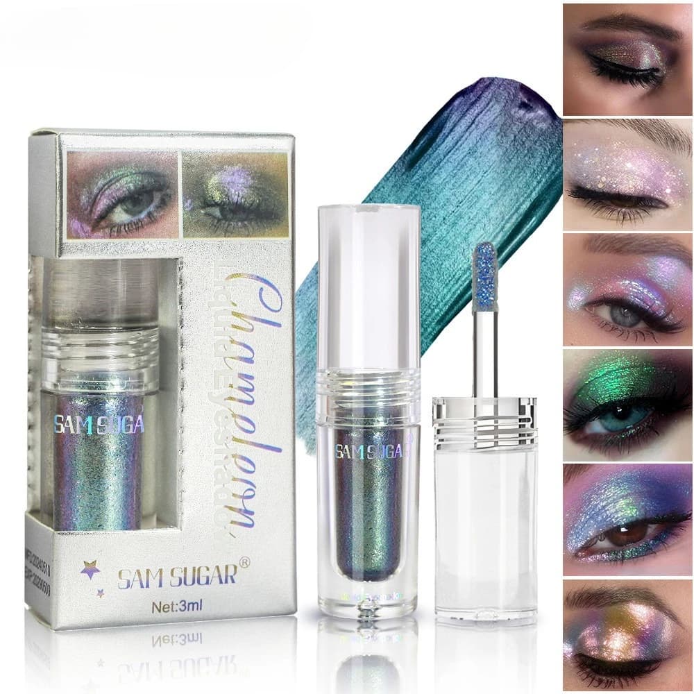 Camaleonte liquid eye shadow Highlight with pearly finish that changes color with fine glitter for concert festival stage makeup