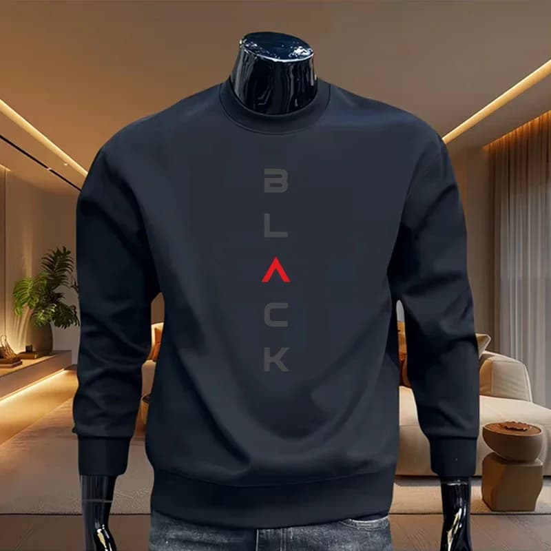 Felpa con cappuccio da uomo stampata con lettera nera Felpa classica girocollo a maniche lunghe Pullover Autunno Primavera Casual Moda calda Abbigliamento quotidiano