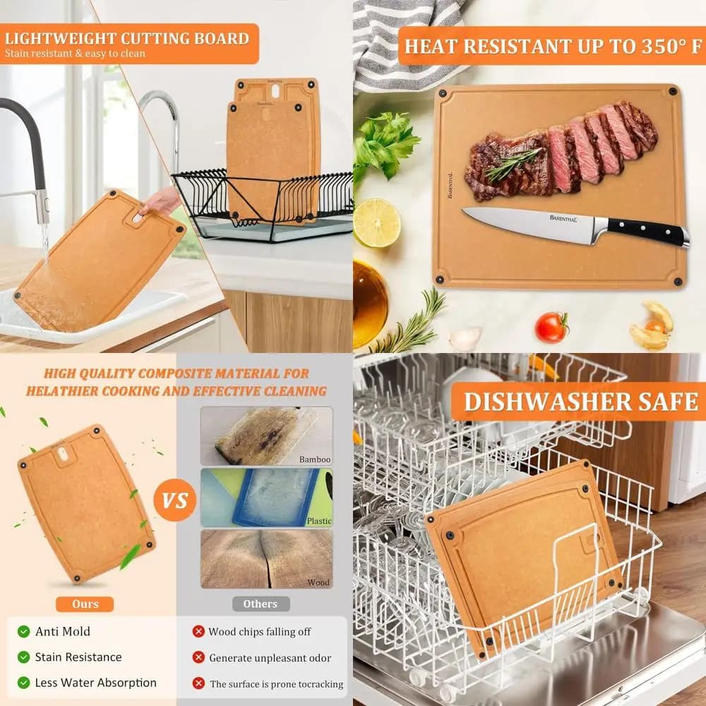 XL and L double-sided cutter set with non-slip groove and kitchen dishwasher juice
