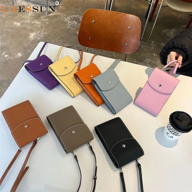 XMESSUN New Trendy Genuine Leather Women's Mobile Phone Bag,Fashion Designer Female Casual Shoulder Crossbody Bag Wallet