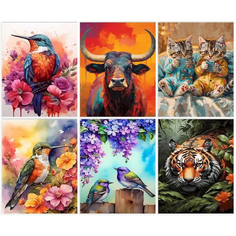 GATYZTORY Images With Numbers Animals Kit DIY Frame Modern Design On Canvas Hand Painted Painted by Number Home Wall Decoration
